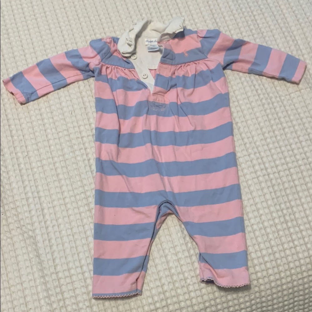 Ralph Lauren  Pink and Blue Striped Romper